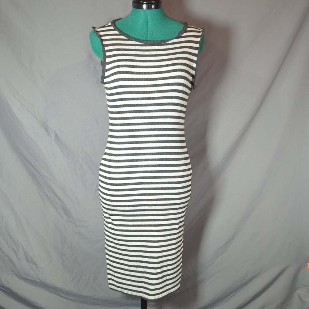 One Clothing Los Angeles Striped Ribbed Bodycon Midi Dress Small
